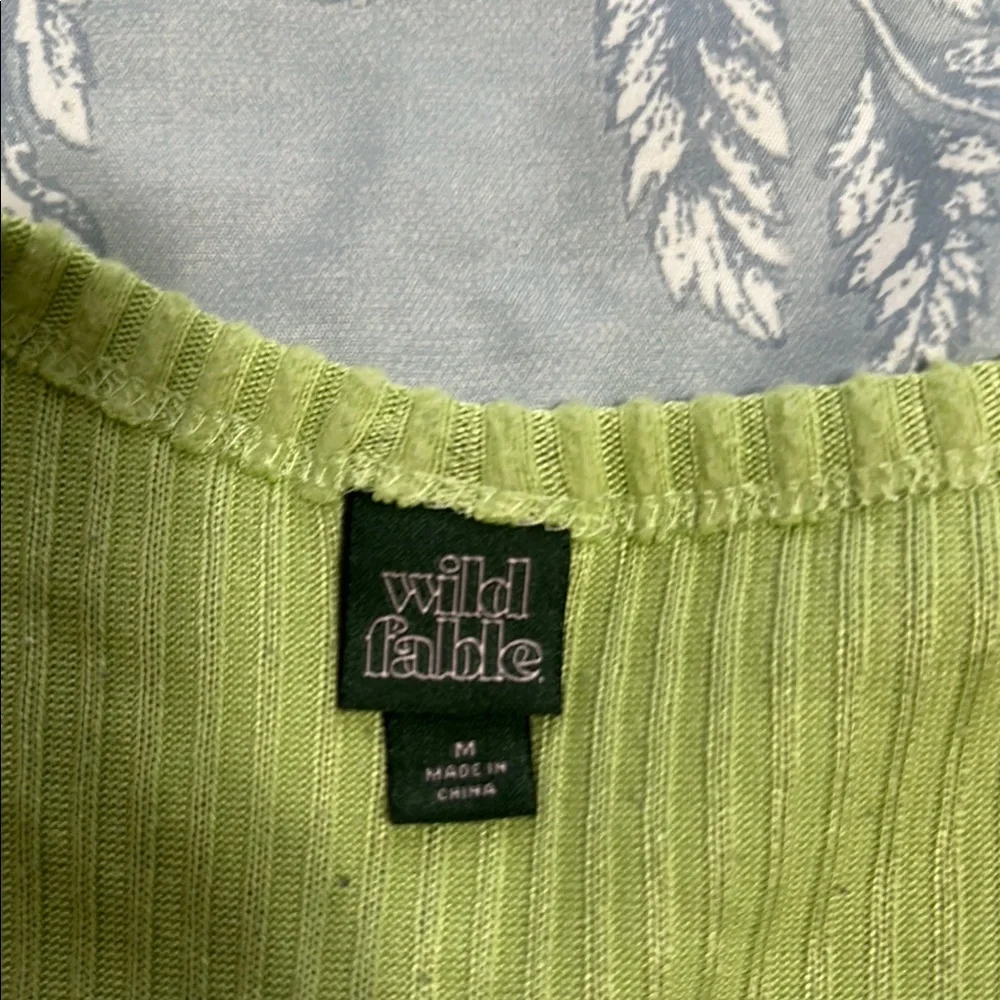 Green Ribbed Wrap Top - Picture 2 of 3